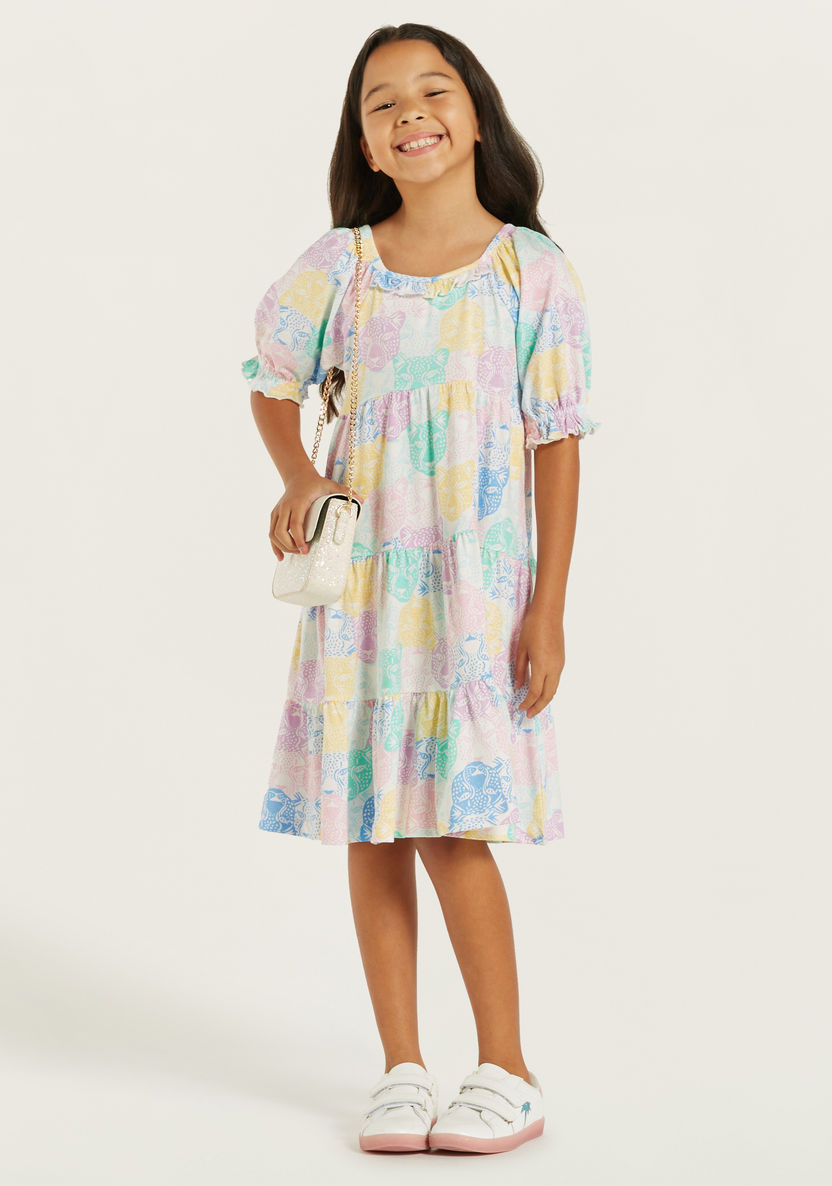 Juniors All-Over Print Dress with Ruffle Detail-Dresses, Gowns & Frocks-image-0