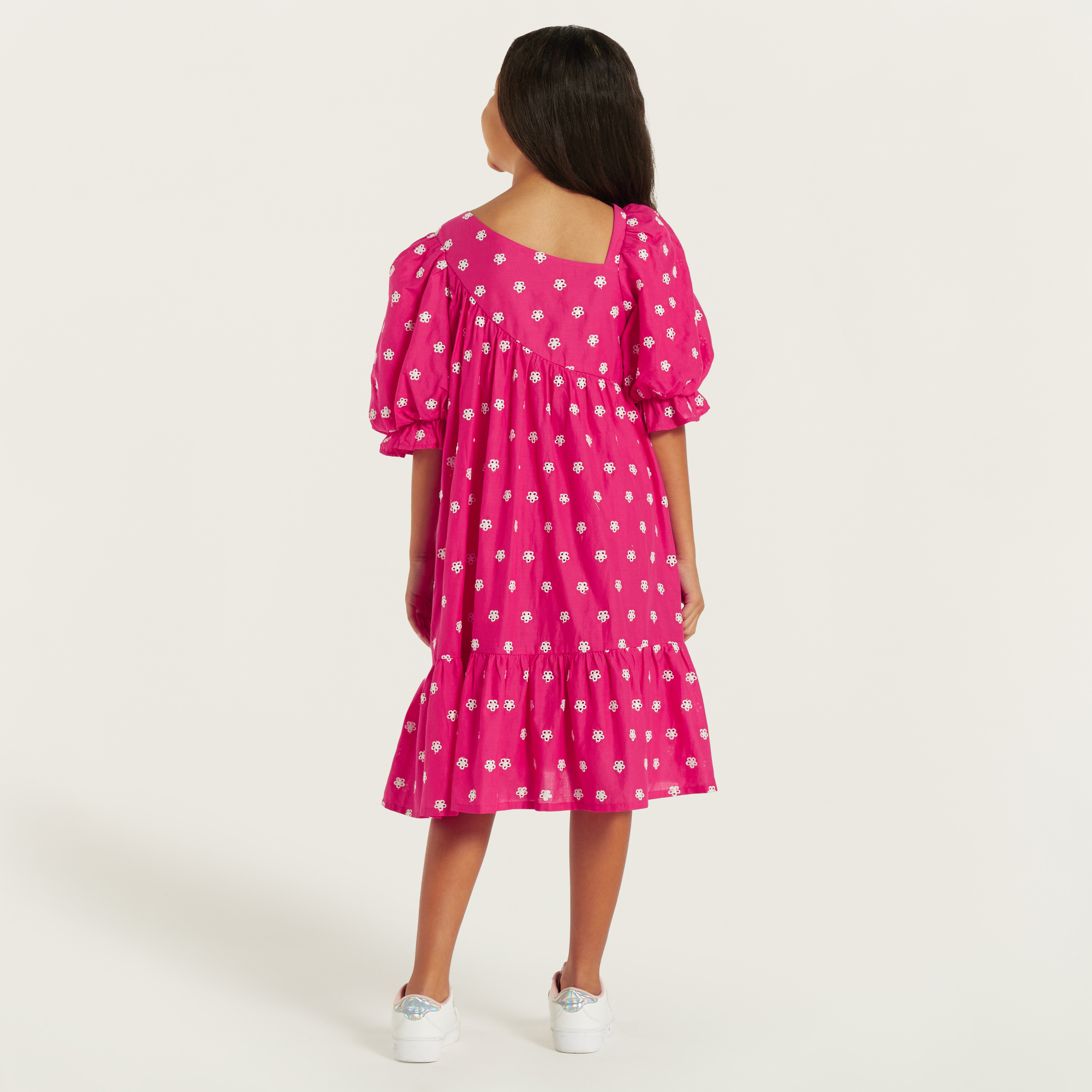 Juniors All-Over Schffli Textured Tiered Dress with Asymmetric Neck-girls-clothing-dressesandjumpsuits-image-4