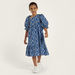 Juniors All-Over Print Dress with Puff Sleeves and Flounce Hem-Dresses%2C Gowns and Frocks-thumbnail-0