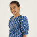 Juniors All-Over Print Dress with Puff Sleeves and Flounce Hem-Dresses%2C Gowns and Frocks-thumbnail-2