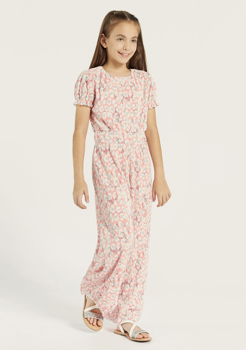 Juniors All-Over Floral Print Jumpsuit with Round Neck-Rompers%2C Dungarees and Jumpsuits-image-1