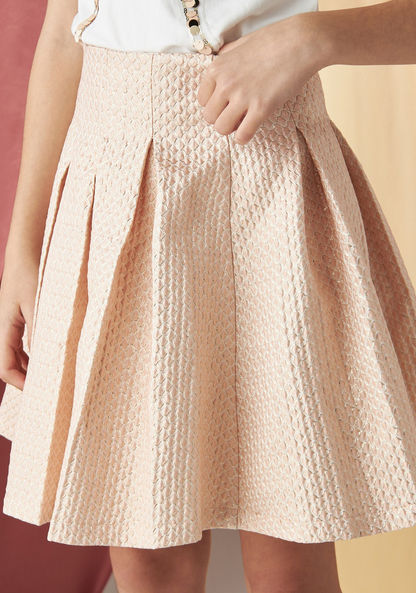 Juniors Textured Skirt with Zip Closure-Skirts-image-2