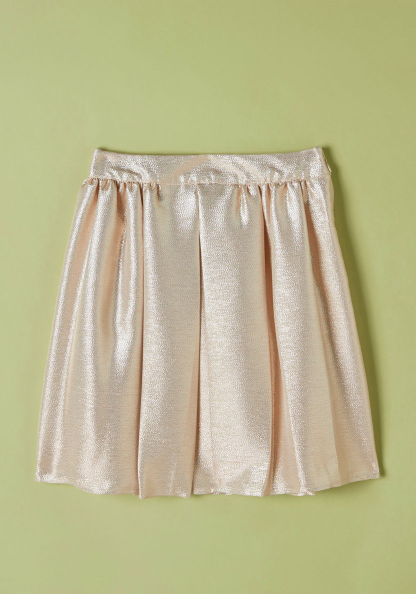 Juniors Solid Flared Pleated Knee Length Skirt-Skirts-image-0