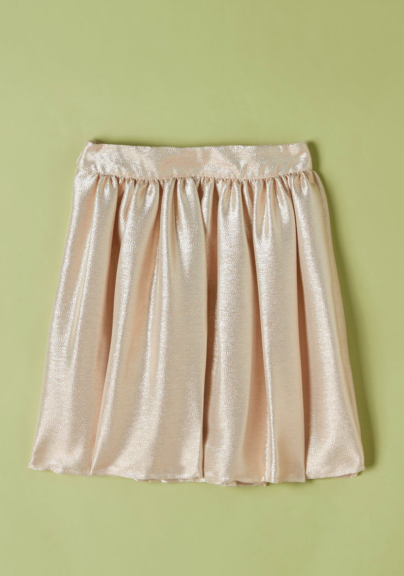 Juniors Solid Flared Pleated Knee Length Skirt-Skirts-image-3