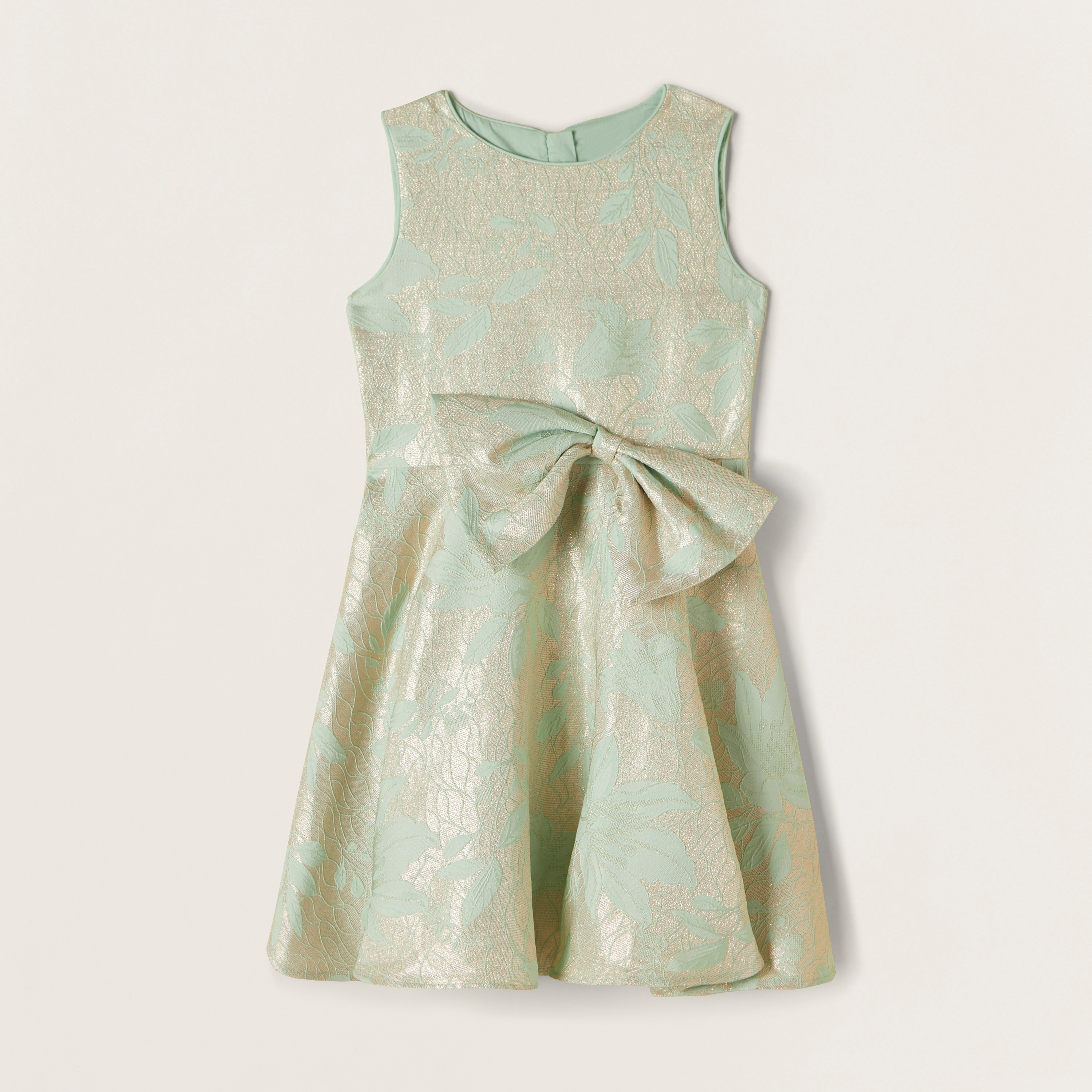 Juniors Textured Sleeveless Dress with Bow Detail-girls-clothing-dressesandjumpsuits-image-1