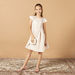 Juniors Textured A-line Dress with Cap Sleeves-Dresses%2C Gowns and Frocks-thumbnailMobile-0