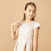 Juniors Textured A-line Dress with Cap Sleeves-Dresses%2C Gowns and Frocks-thumbnail-2