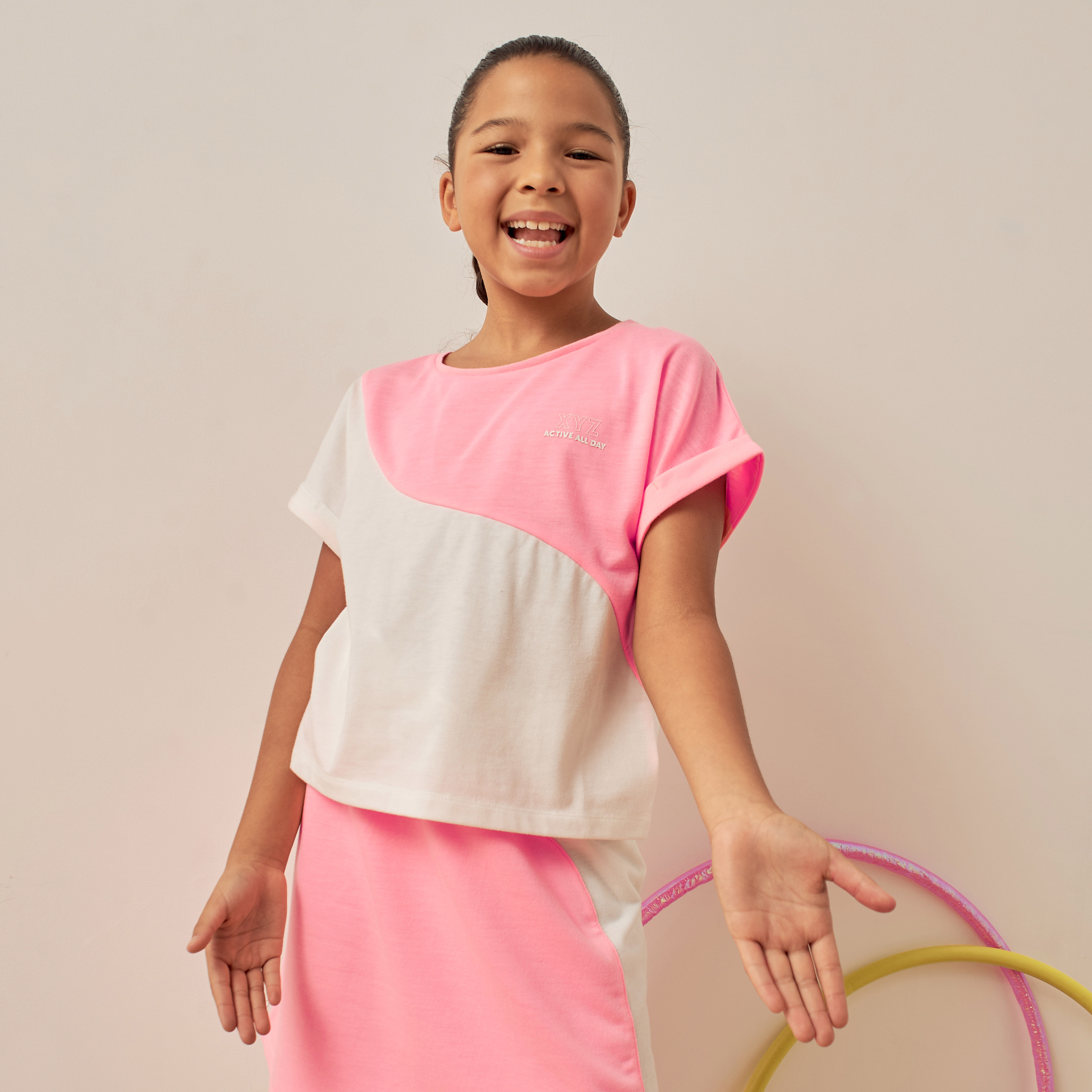 XYZ Panelled Round Neck T-shirt-girls-clothing-tshirts-image-1