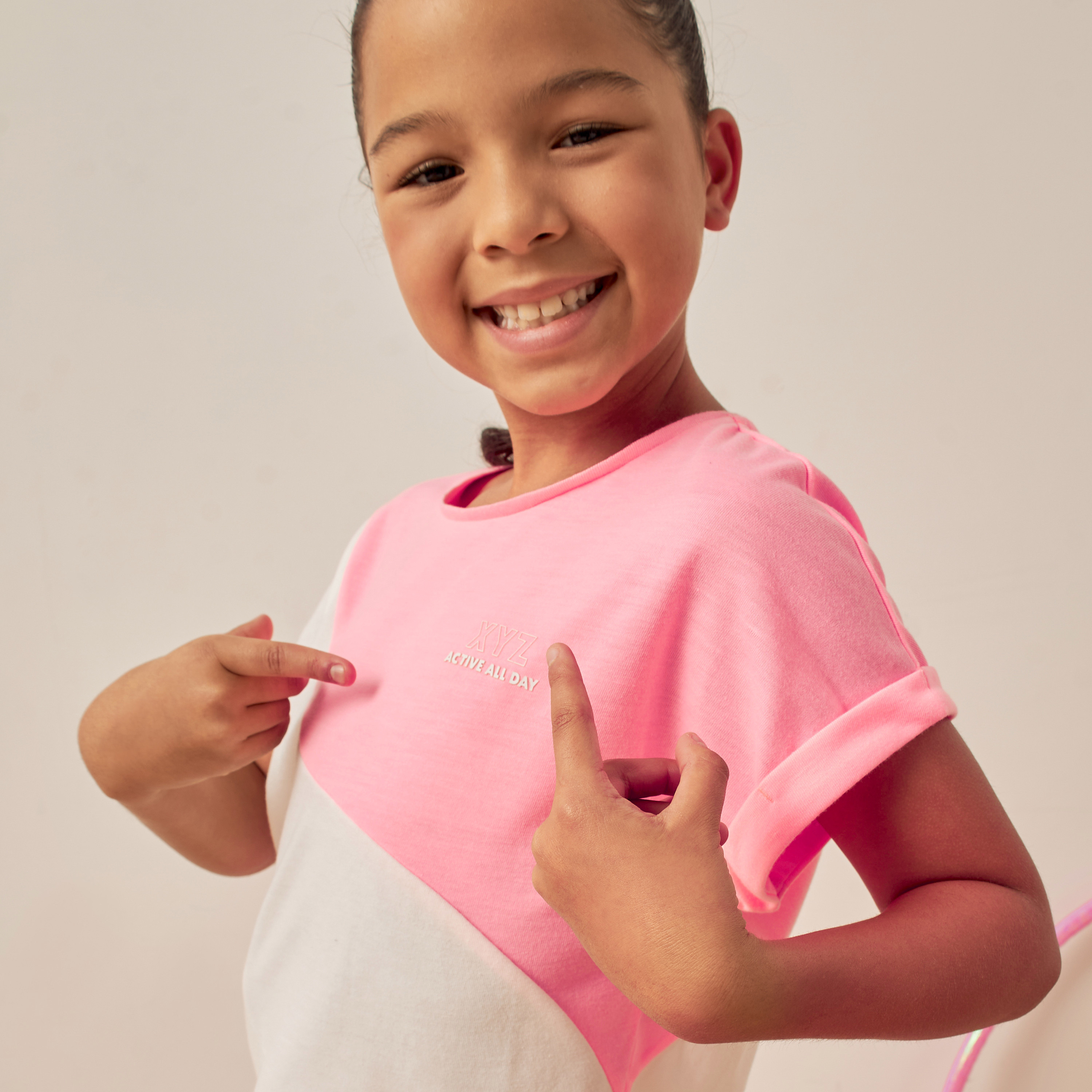 XYZ Panelled Round Neck T-shirt-girls-clothing-tshirts-image-3
