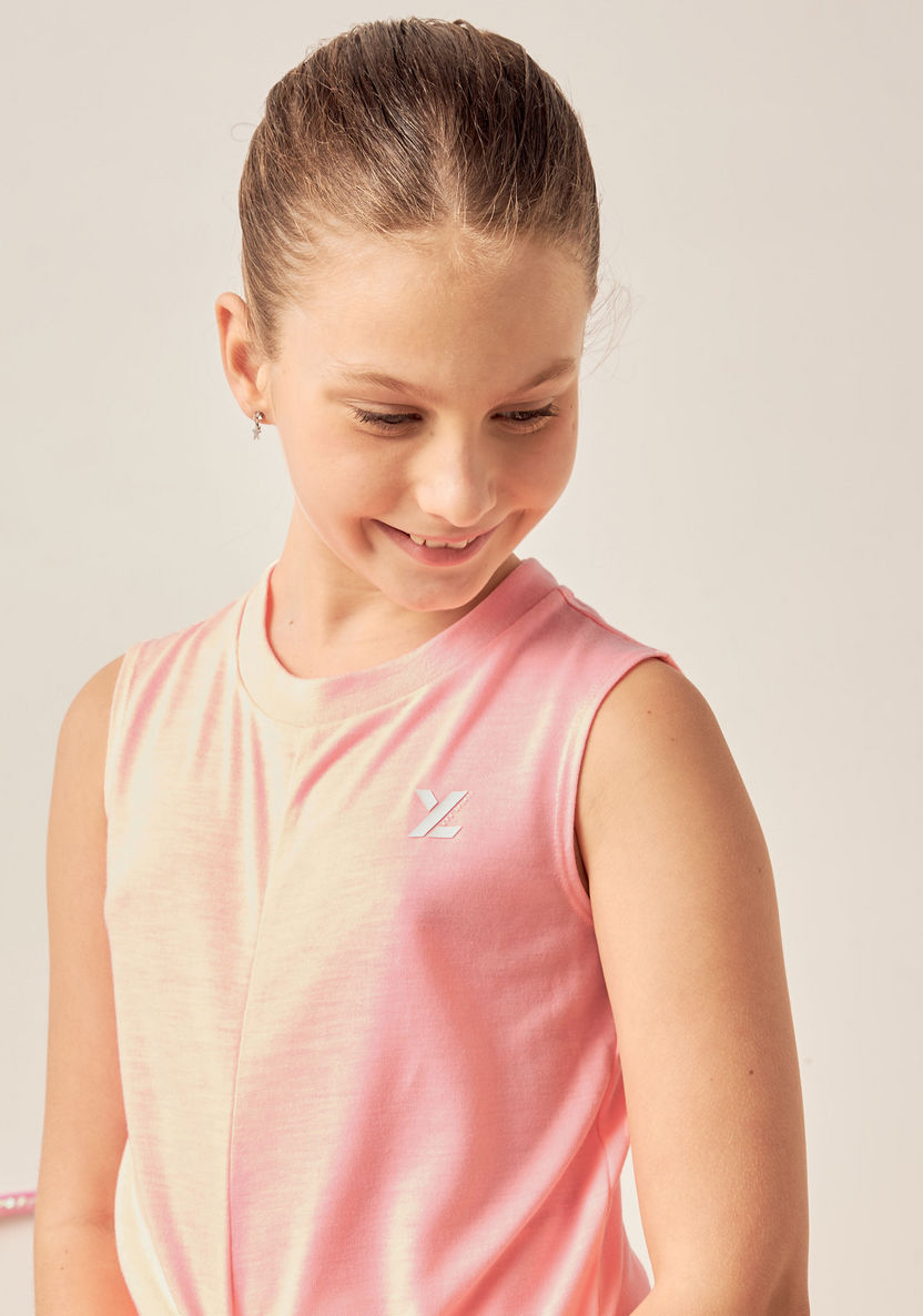 XYZ Solid Sleeveless Top with Twist Detail and Crew Neck-T Shirts-image-2