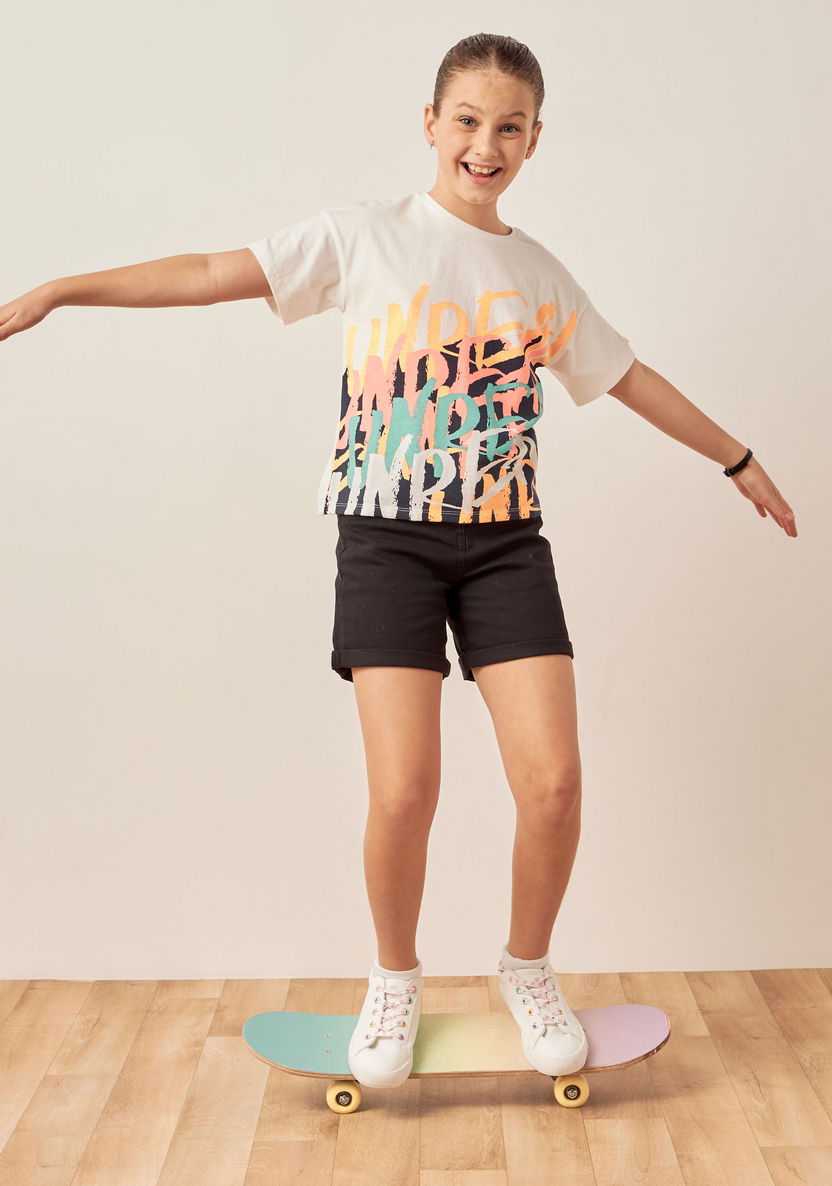 XYZ All-Over Abstract Print T-shirt with Drop Sleeves and Round Neck-T Shirts-image-1