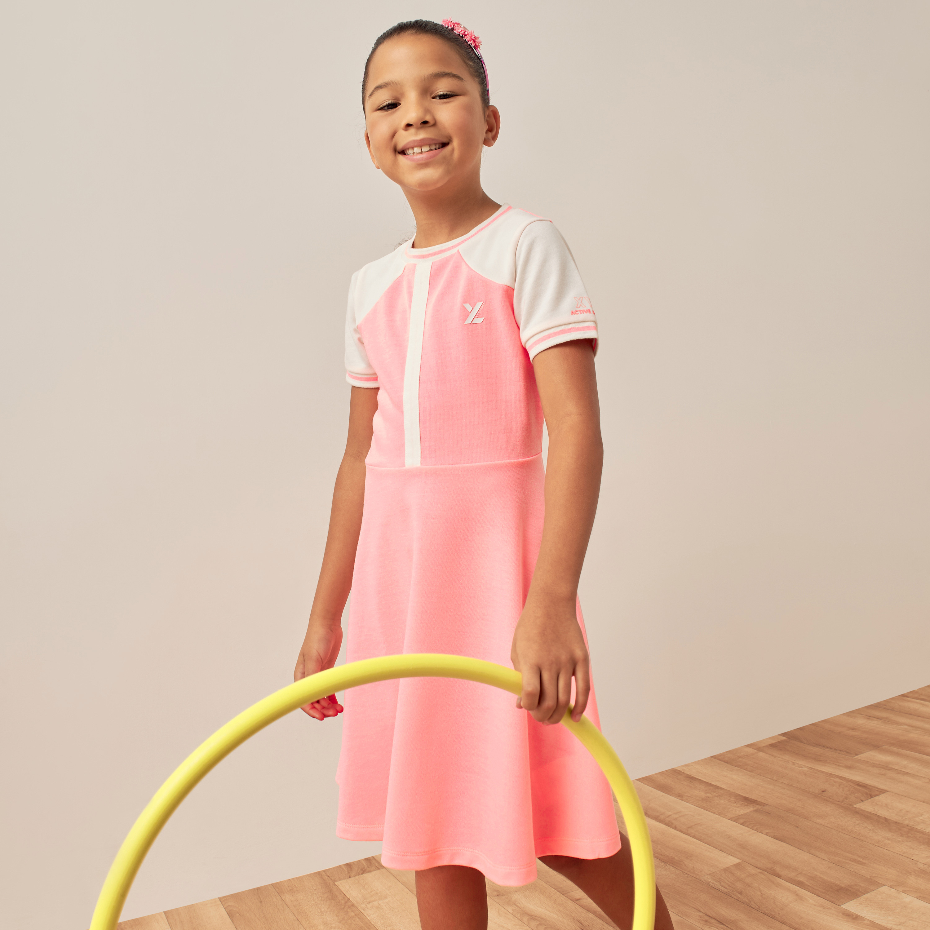 XYZ Panelled Dress with Short Sleeves-girls-clothing-dressesandjumpsuits-image-1