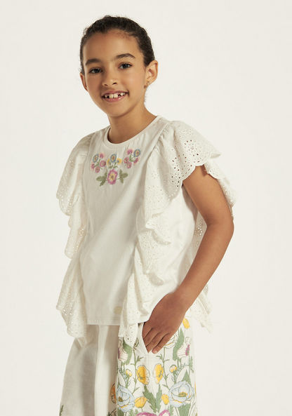 Eligo Embroidered Top with Ruffles-T Shirts-image-0