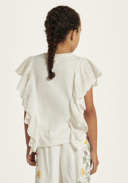 Eligo Embroidered Top with Ruffles-T Shirts-image-3