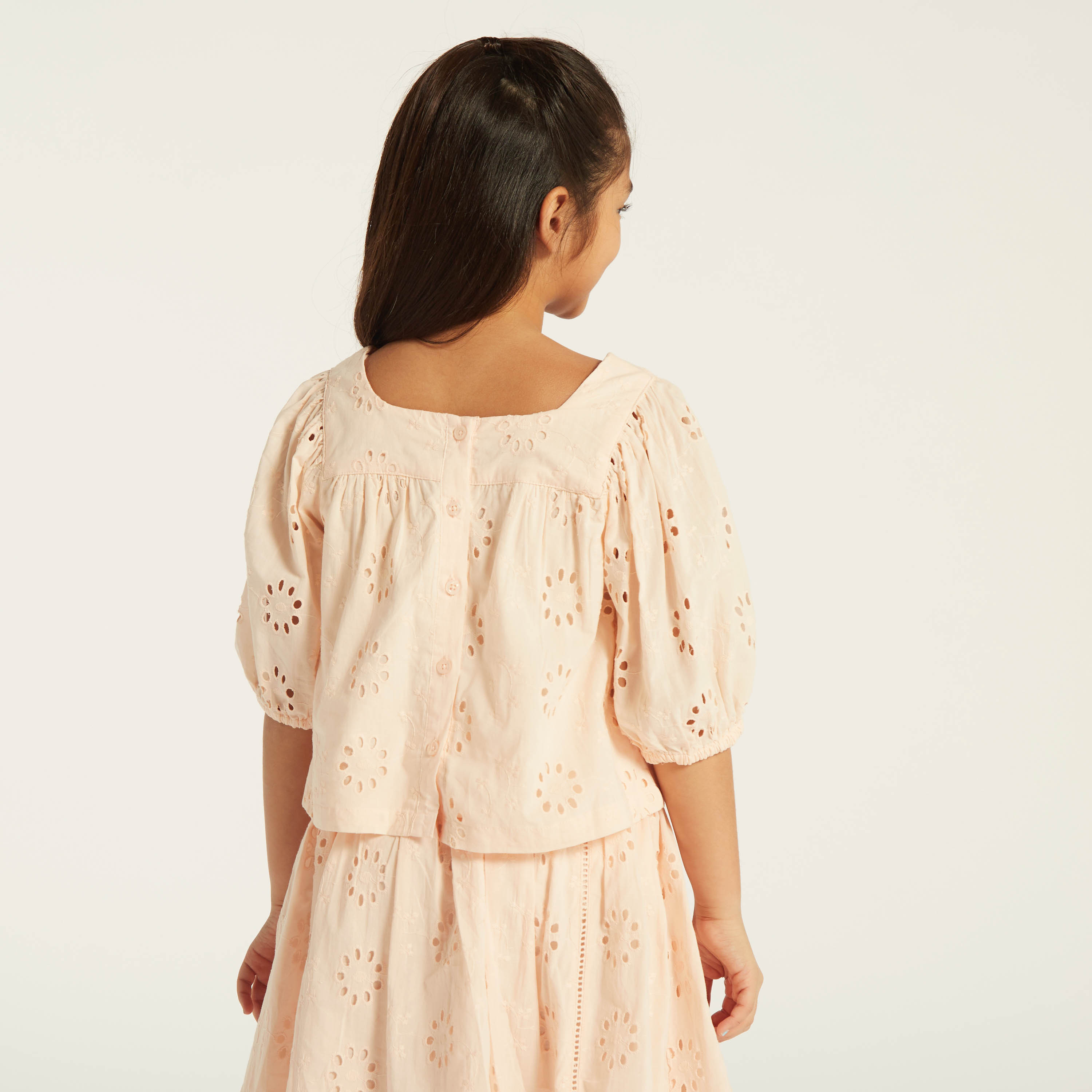 Eligo Schiffli Textured Top with Volume Sleeves-girls-clothing-blousesandshirts-image-4