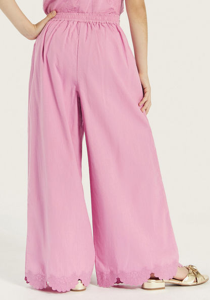 Eligo Solid Pants with Pockets and Lace Detail-Pants-image-3