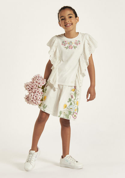 Eligo Floral Print Shorts with Belt Tie-Ups and Pockets-Shorts-image-0
