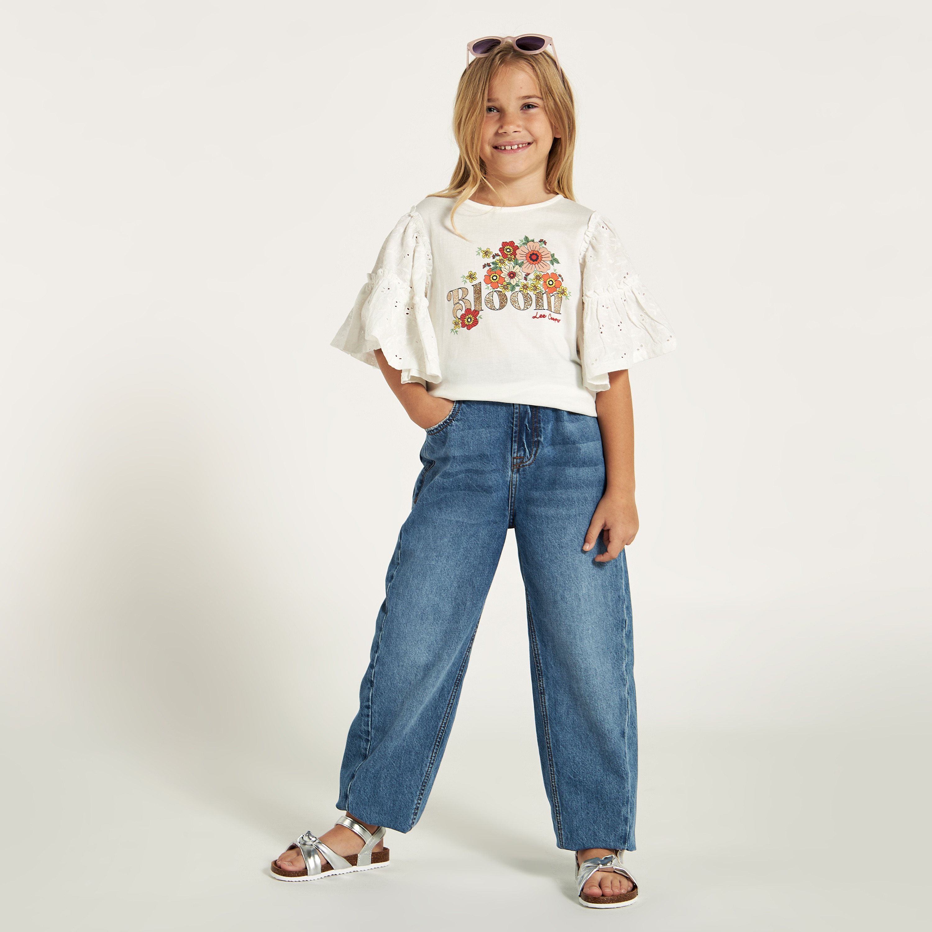 Lee Cooper Floral Print T-shirt with Short Sleeves-girls-clothing-schoolwear-tshirts-image-4