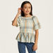 Lee Cooper Checked A-line Top with Button Closure and Short Sleeves-Blouses-thumbnailMobile-0