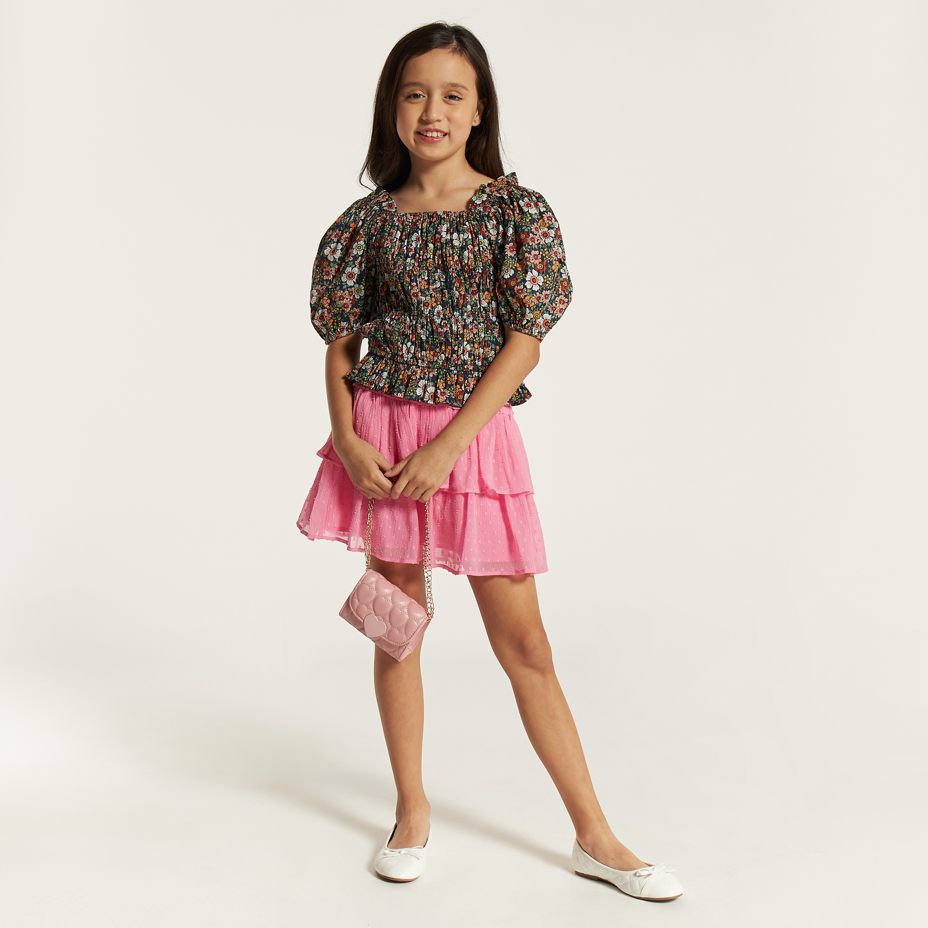 Lee Cooper All Over Floral Print Tiered Peplum Top with Ruffle Detail-girls-clothing-blousesandshirts-image-2
