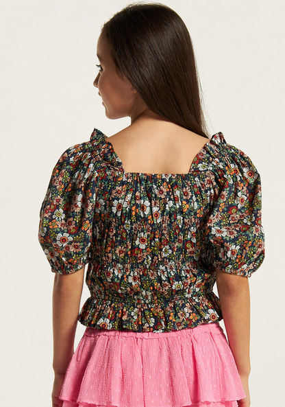 Lee Cooper All Over Floral Print Tiered Peplum Top with Ruffle Detail-Blouses-image-3