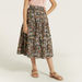 Lee Cooper Floral Print A-line Skirt with Elasticised Waistband-Skirts-thumbnail-1