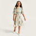 Lee Cooper Checked Tiered Dress with Short Sleeves and Button Closure-Dresses%2C Gowns and Frocks-thumbnail-0