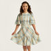 Lee Cooper Checked Tiered Dress with Short Sleeves and Button Closure-Dresses%2C Gowns and Frocks-thumbnail-1