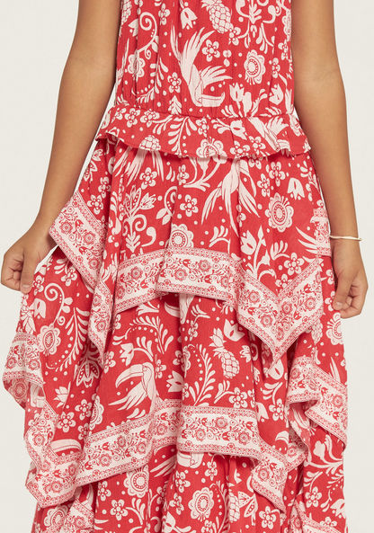 Lee Cooper All-Over Print Sleeveless Layered Dress-Dresses%2C Gowns and Frocks-image-2