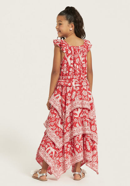 Lee Cooper All-Over Print Sleeveless Layered Dress-Dresses%2C Gowns and Frocks-image-3