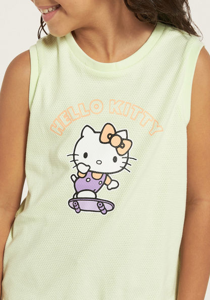 Sanrio Hello Kitty Print Sleeveless T-shirt with Crew Neck-T Shirts-image-2
