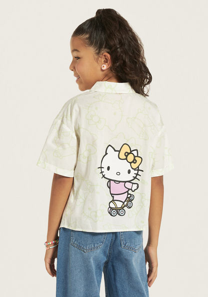 Sanrio Hello Kitty Print Shirt with Tie-Up Detail-Blouses-image-3