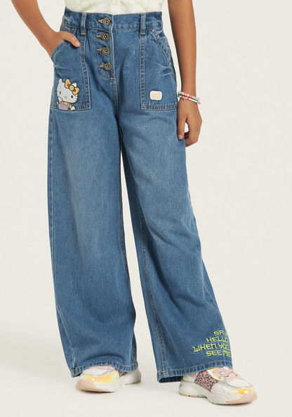 Sanrio Girls' Hello Kitty Print Regular Fit Jeans-Pants-image-1