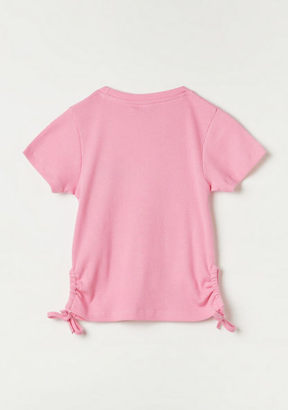 Barbie Embroidered T-shirt with Tie-Up Detail and Short Sleeves-T Shirts-image-3