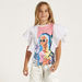 Barbie Print Top with Crew Neck and Ruffle Detail-T Shirts-thumbnail-0