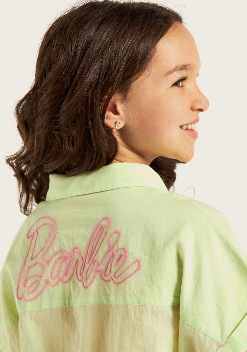 Barbie Detail Short Sleeve Shirt with Button Closure and Pocket-Blouses-image-3