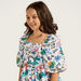 All-Over Barbie Print Peplum Top with Square Neck and Balloon Sleeves-Blouses-thumbnailMobile-2