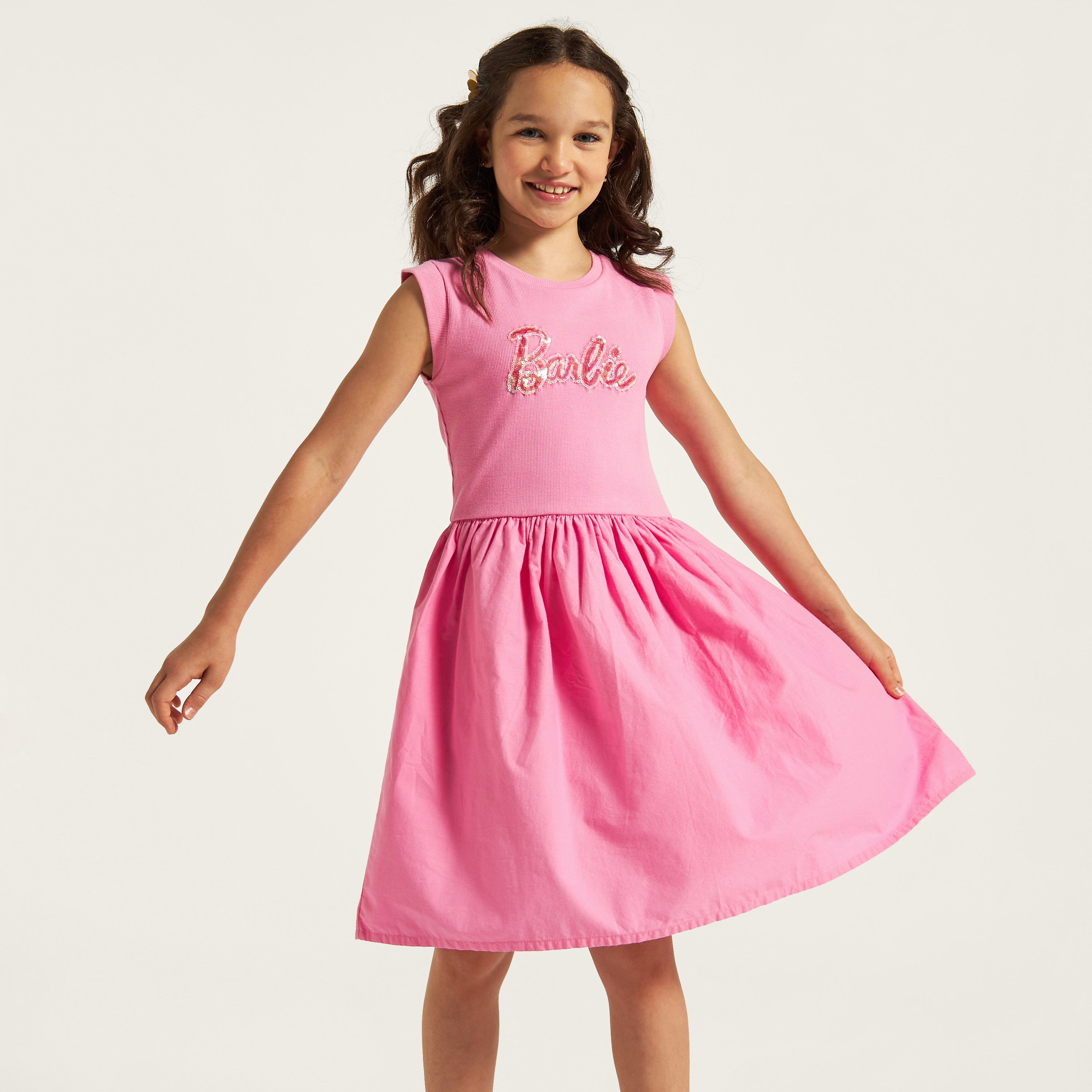 Patterned cotton dress - White/Barbie - Kids | H&M MY