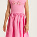 Barbie Print Dress with Round Neck and Short Sleeves-Dresses%2C Gowns and Frocks-thumbnail-2