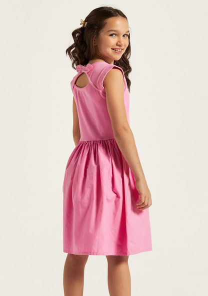 Barbie Print Dress with Round Neck and Short Sleeves-Dresses%2C Gowns and Frocks-image-3