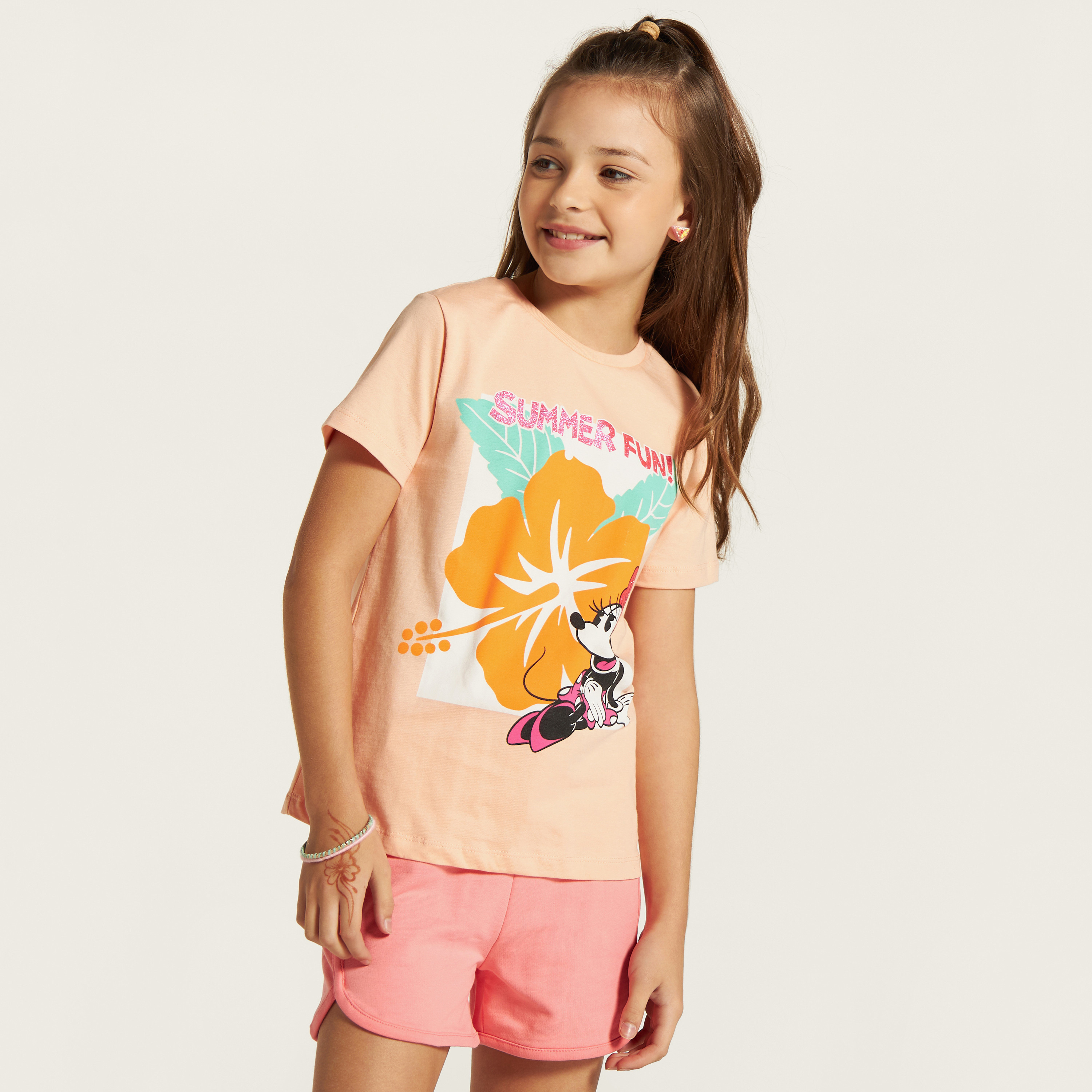 Disney Minnie Mouse Print Crew Neck T-shirt-girls-clothing-tshirts-image-1