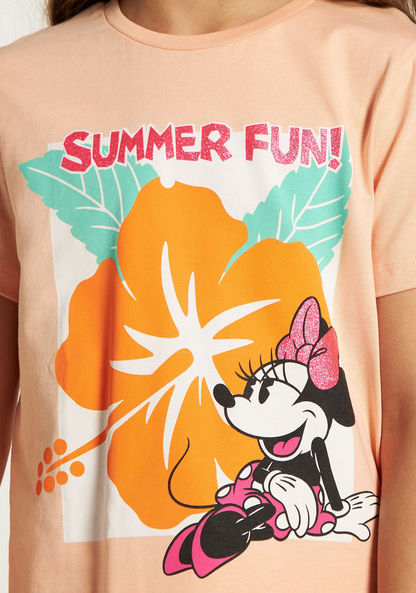 Disney Minnie Mouse Print Crew Neck T-shirt-T Shirts-image-2