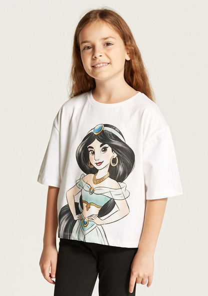 Disney Princess Jasmine Print T-shirt with Short Sleeves-T Shirts-image-0
