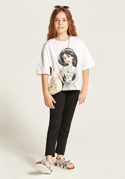 Disney Princess Jasmine Print T-shirt with Short Sleeves-T Shirts-image-1