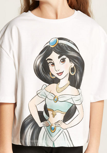 Disney Princess Jasmine Print T-shirt with Short Sleeves-T Shirts-image-2