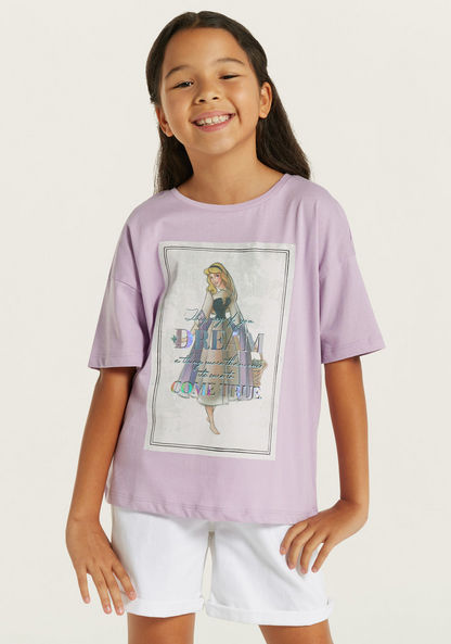 Disney Cinderella Print T-shirt with Crew Neck-T Shirts-image-0