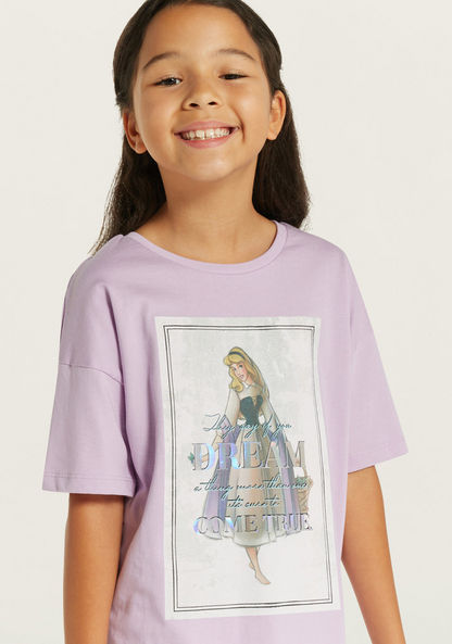 Disney Cinderella Print T-shirt with Crew Neck-T Shirts-image-2