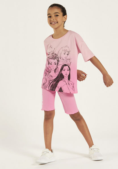 Disney Princess Squad Foil Print Shorts with Elasticated Waistband-Shorts-image-0