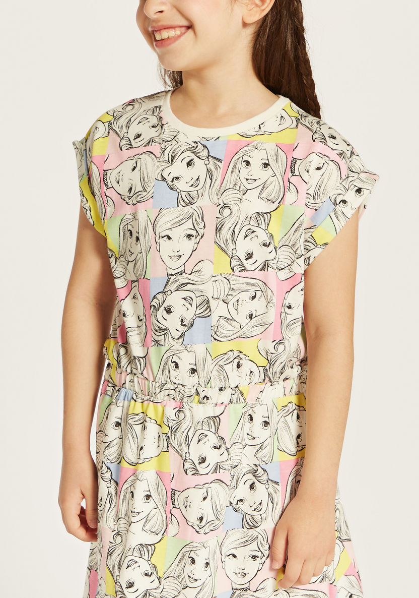 Disney All-Over Princess Print Dress with Round Neck and Short Sleeves-Dresses, Gowns & Frocks-image-2