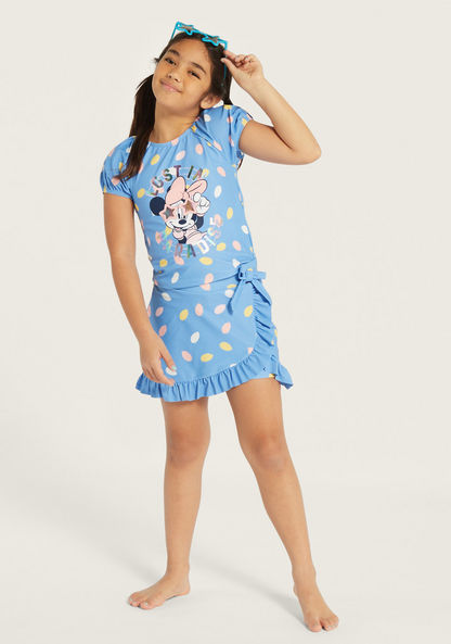 Disney Minnie Mouse Print Top and Skirt Set-Swimwear-image-0
